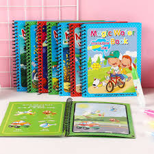 Magic Water Book Water Drawing Book Reusable Doddle Book Reusable Magic Water Quick Dry Book Water Coloring Book Doodle with Magic Pen Painting Board for Children