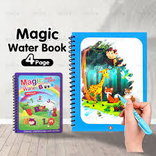 Magic Water Book Water Drawing Book Reusable Doddle Book Reusable Magic Water Quick Dry Book Water Coloring Book Doodle with Magic Pen Painting Board for Children