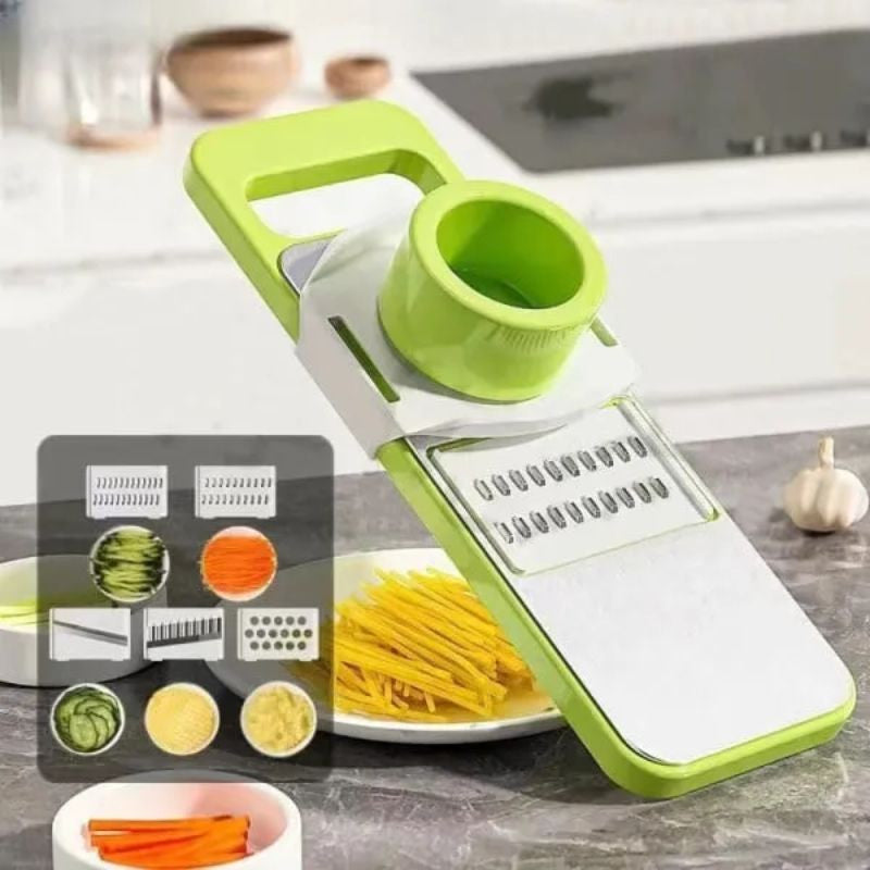 5-in-1 Multifunctional High-Quality Vegetable & Fruit Slicer With Five Changeable Blades Hand Protector Made Slicing Effortless Kitchen Gadget Manual Vegetable Slicer Easy To Use for Kitchen Design By Usman's Hub