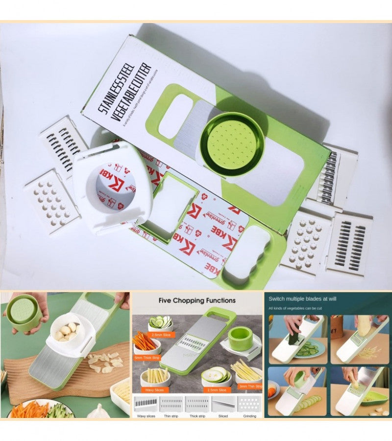 5-in-1 Multifunctional High-Quality Vegetable & Fruit Slicer With Five Changeable Blades Hand Protector Made Slicing Effortless Kitchen Gadget Manual Vegetable Slicer Easy To Use for Kitchen Design By Usman's Hub